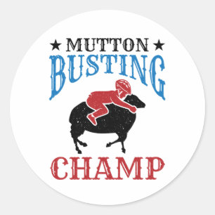 Adesivo Redondo Mutton Busting Champ Shepings