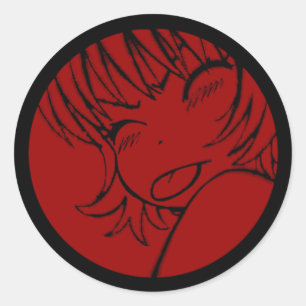 Adesivo Redondo muuhh - anime bonito - vermelho do >_< do kawaii