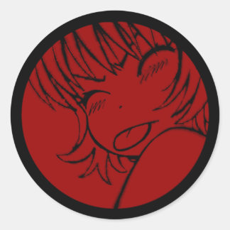 Adesivo Redondo muuhh - anime fofo - kawaii >_< vermelho