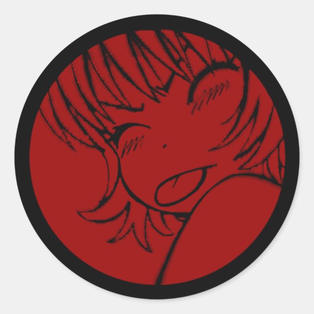 Adesivo Redondo muuhh - anime fofo - kawaii >_< vermelho (Frente)