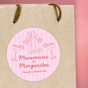 Adesivo Redondo Muumuus e Margaritas Rosa e Vermelho Despedida de