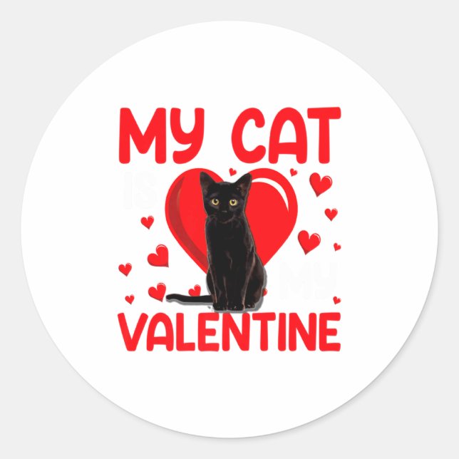 Adesivo Redondo My Cat Is My Valentine Paw Heart Cat Owner Valenti (Frente)