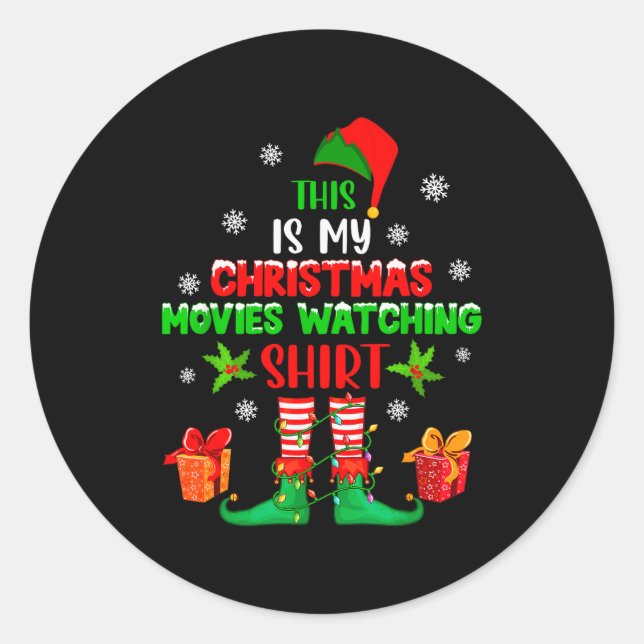 Adesivo Redondo My Christmas Movies Watching Shirt Cute Elf Costum (Frente)