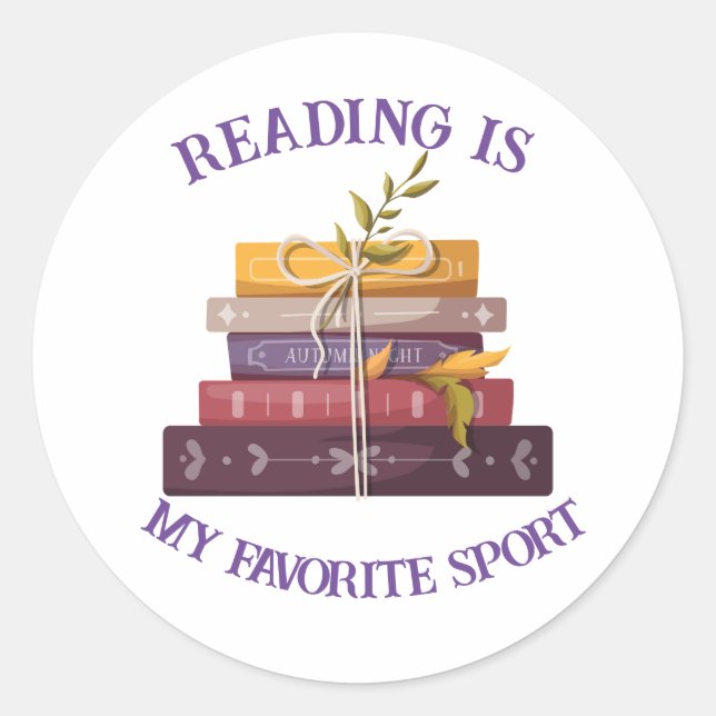 Adesivo Redondo My favorite sport is reading (Frente)