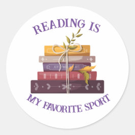 Adesivo Redondo My favorite sport is reading