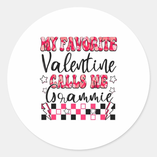 Adesivo Redondo My Favorite Valentine Calls Me Grammie Valentines  (Frente)