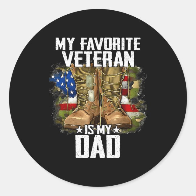 Adesivo Redondo My Favorite Veteran Is My Dad Father Veterans Day  (Frente)