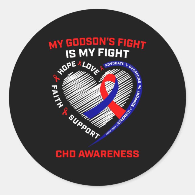 Adesivo Redondo My Godsons Fight Is My Fight Chd Heart Disease Awa (Frente)