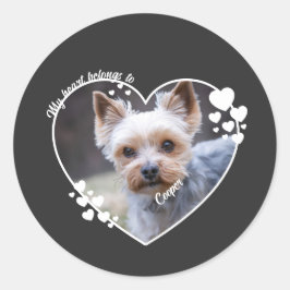 Adesivo Redondo My heart belongs to customized dog T-Shirt