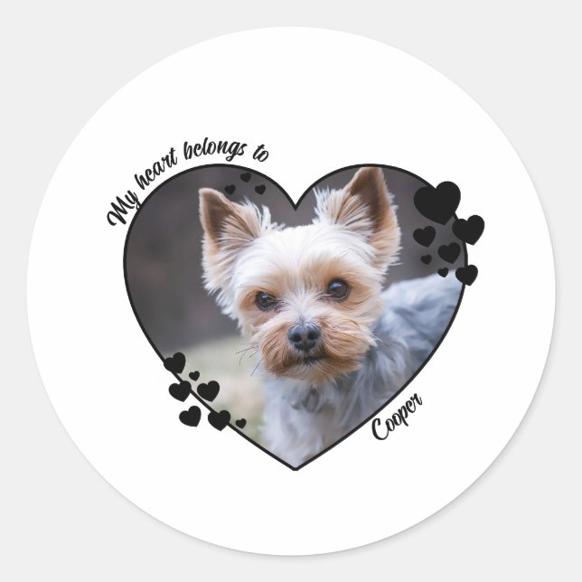 Adesivo Redondo My heart belongs to customized dog T-Shirt (Frente)