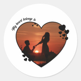 Adesivo Redondo My heart belongs to customized wife anniversary 