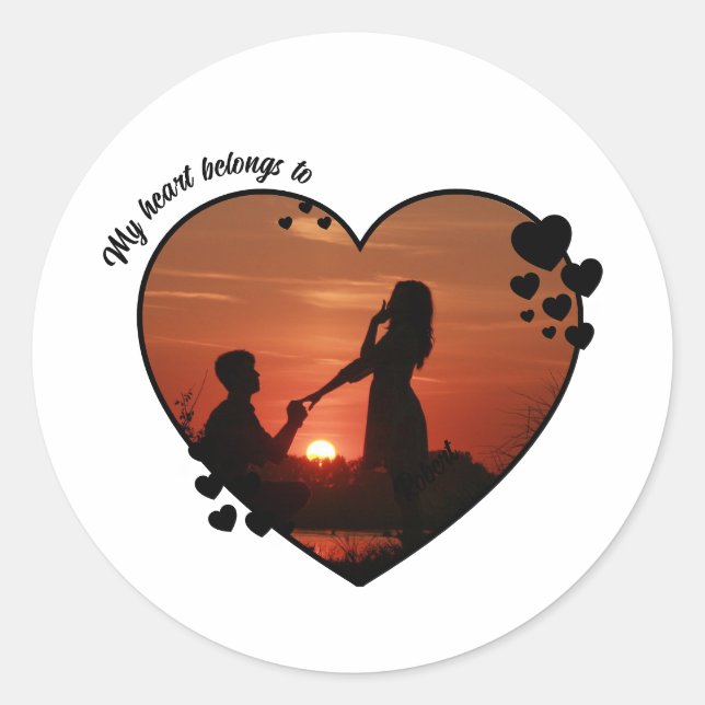 Adesivo Redondo My heart belongs to customized wife anniversary  (Frente)