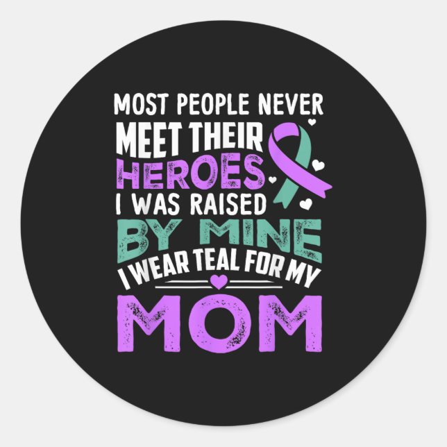 Adesivo Redondo My Heroes I Wear Purple For My Mom Heimer Awarenes (Frente)