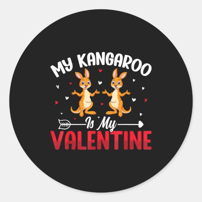 Adesivo Redondo My Kangaroo Is My Valentine - Animal Lovers Valent (Frente)