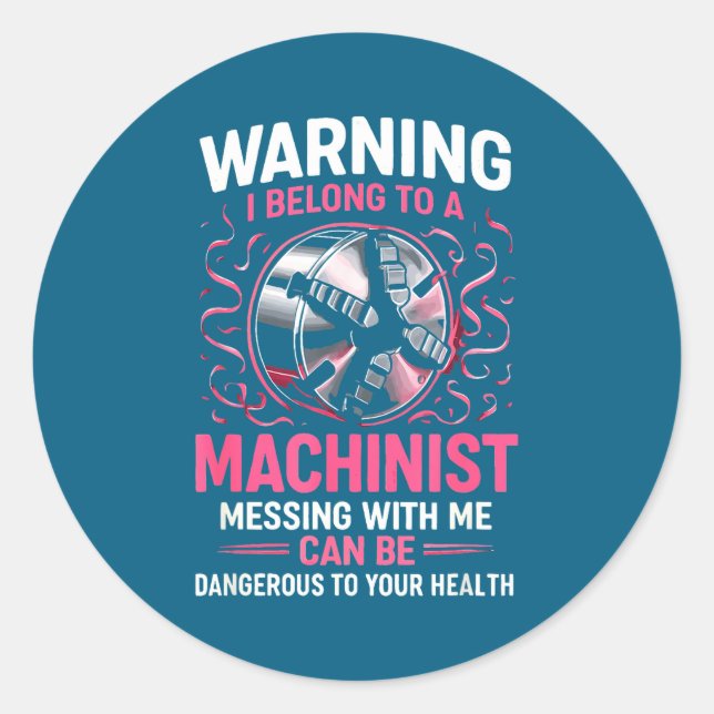 Adesivo Redondo My Knight In Machinist Wife Girlfriend Funny Anniv (Frente)