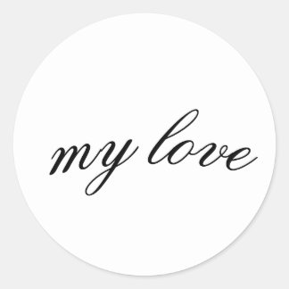 Adesivo Redondo My Love Script Sticker - Elegant Calligraphy Desig