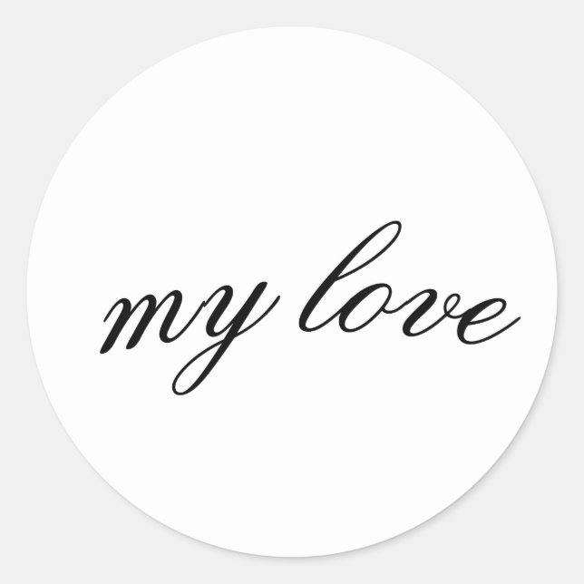 Adesivo Redondo My Love Script Sticker - Elegant Calligraphy Desig (Frente)