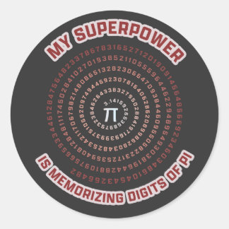Adesivo Redondo My Superpower is Memorizing Pi Digits
