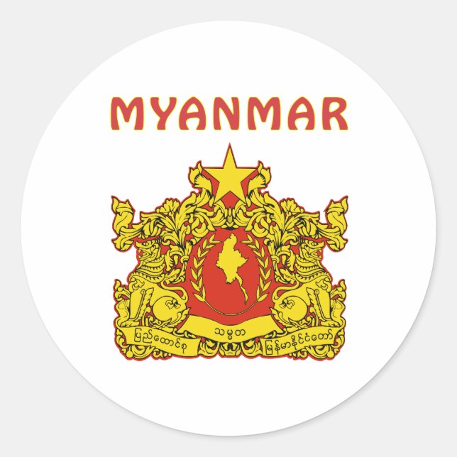 Adesivo Redondo Myanmar Casaco de Armas (Frente)