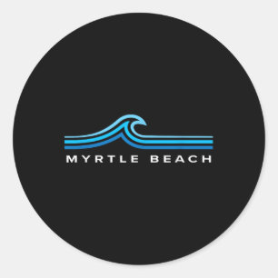 Adesivo Redondo Myrtle Beach Carolina do Sul Ondas Homens Mulheres