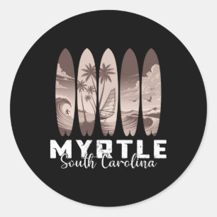 Adesivo Redondo Myrtle Beach Carolina do Sul Prancha de Surf Homen