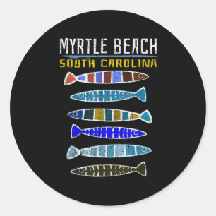 Adesivo Redondo Myrtle Beach Shirt Peixes Cujos peixes pescam Colô