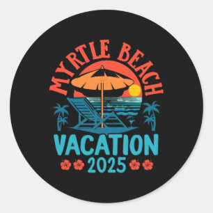 Adesivo Redondo Myrtle Beach Vacation 2025 Souvenir Matching Famil