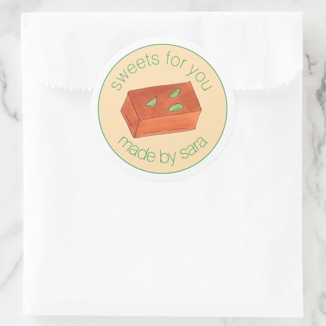 Adesivo Redondo Mysore Pak Caseiro Mithai Doces Indianos (Bolsa)