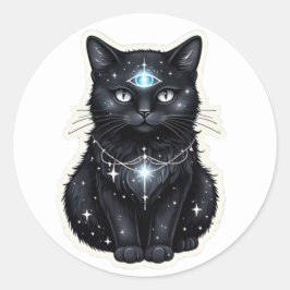 Adesivo Redondo Mystic Galaxy Cat Sticker