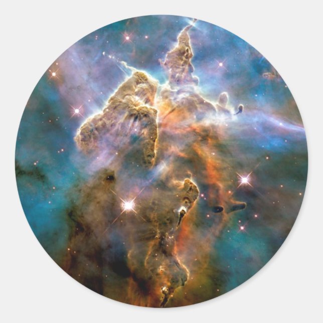 Adesivo Redondo Mystic Mountain Carina Nebula Hubble Photo (Frente)
