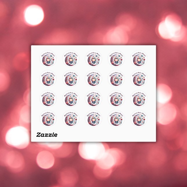 Adesivo Redondo Mystical Boho Magic Maroon Text em Branco | (Criador carregado)