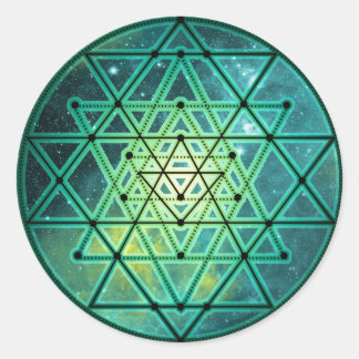 Adesivo Redondo Mystical Green Sri Yantra