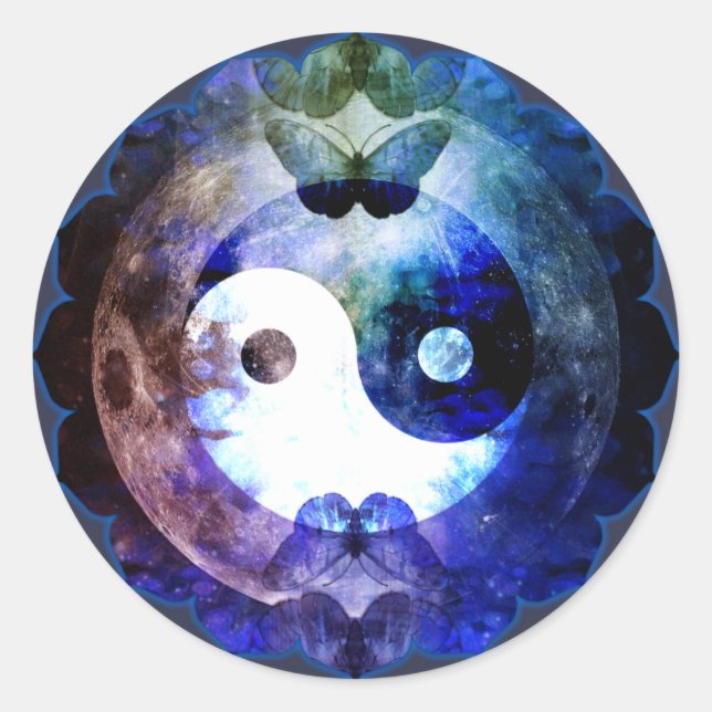 Adesivo Redondo Mystical Yin Yang, (Frente)