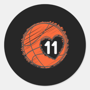 Adesivo Redondo Nº 11 no Coração - Cute Gr do Jogador de Basquete
