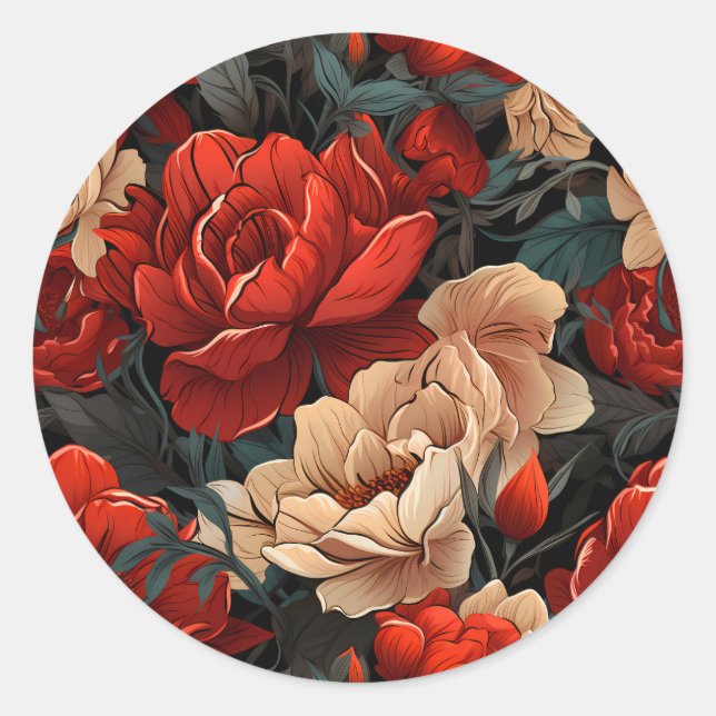 Adesivo Redondo Nº 7 Padrão Floral (Frente)