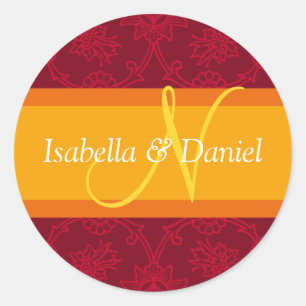Adesivo Redondo N Monogramas Para Selos De Convite Para Casamento