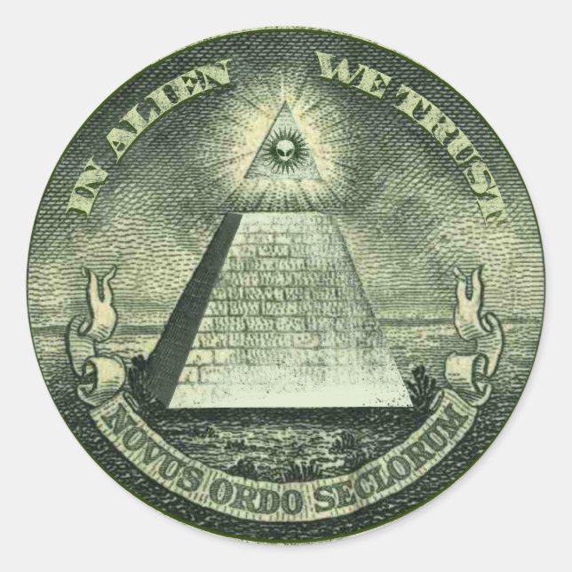 Adesivo Redondo Na Alienígena, Confiamos no Sticker (Frente)