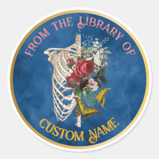 Adesivo Redondo Na Biblioteca de Autocolantes de Nome Personalizad