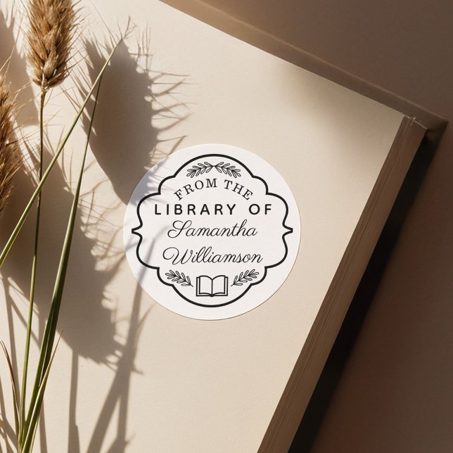 Adesivo Redondo Na Biblioteca do Livro Personalizado de Nome Perso (From The Library of Custom Name Personalized Book Classic Round Sticker)