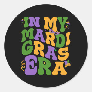 Adesivo Redondo Na Minha Época Mardi Gras Retro Groovy Fleur De Li