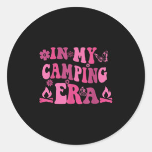 Adesivo Redondo Na Minha Era de Acampamento Feliz Acampamento Viag