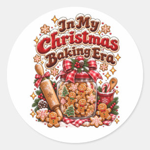 Adesivo Redondo Na Minha Era de Confeitaria de Natal Gingerbread R