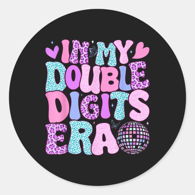 Adesivo Redondo Na Minha Era De Dois Dígitos, Retro 10 Anos 10º Bi (Frente)
