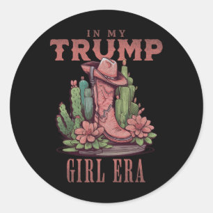 Adesivo Redondo Na Minha Era De Garota Trump Ocidental EUA Vaqueir