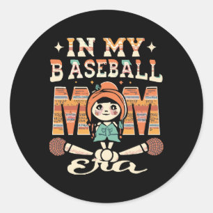 Adesivo Redondo Na Minha Era de Mãe de Beisebol