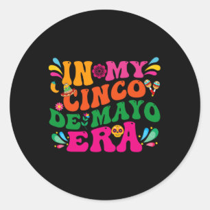 Adesivo Redondo Na Minha Era Groovy do Cinco De Mayo Nacho Média F