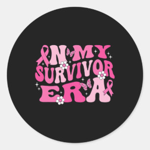 Adesivo Redondo Na Minha Era Sobrevivente, Cancer De Fita Rosa