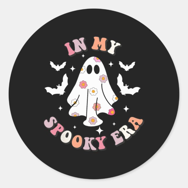 Adesivo Redondo Na Minha Era Spooky Retro Groovy Cute Ghost Spooky (Frente)