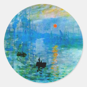 Adesivo Redondo Na moda azul-russa Fuga de Barcos de Pesca do Sol