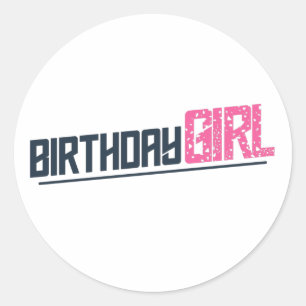Adesivo Redondo Na moda Birthday Girl